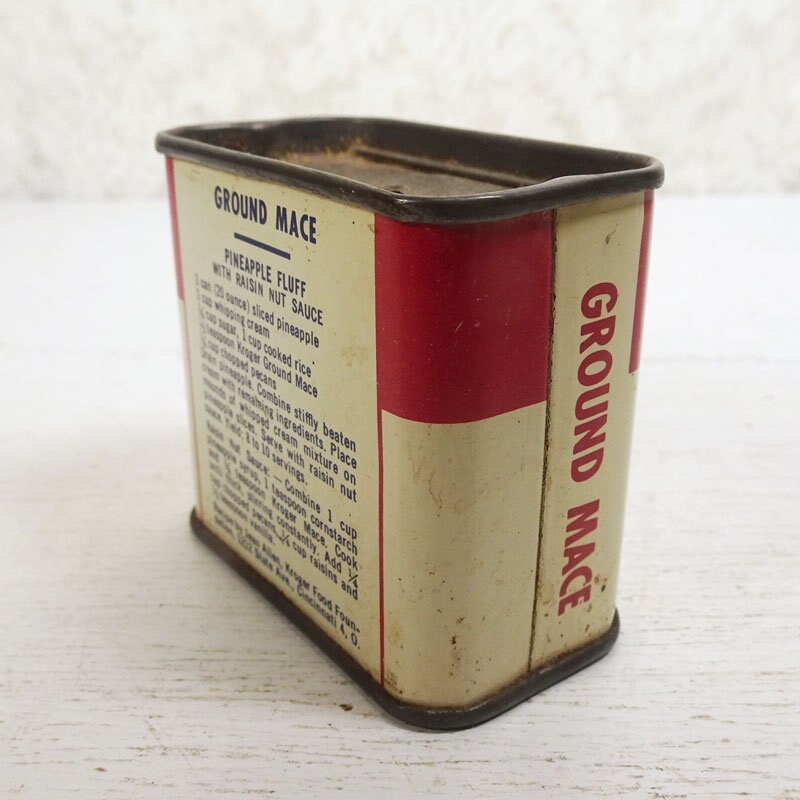 Vintage Kroger Ground Mace True Taste Spice Metal Tin With Slide Top