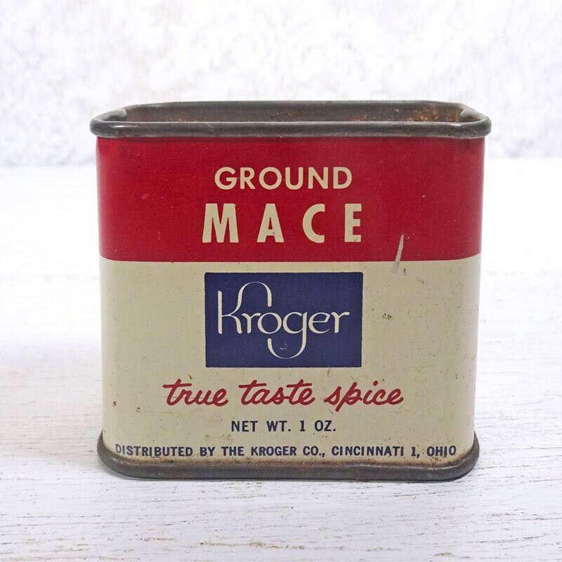 Vintage Kroger Ground Mace True Taste Spice Metal Tin With Slide Top