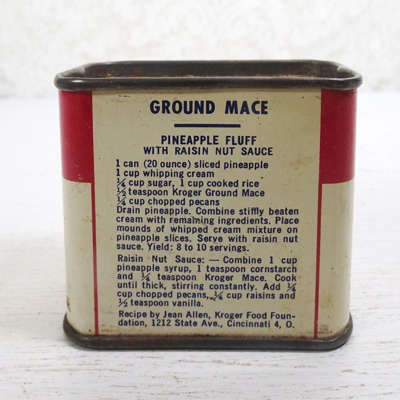 Vintage Kroger Ground Mace True Taste Spice Metal Tin With Slide Top