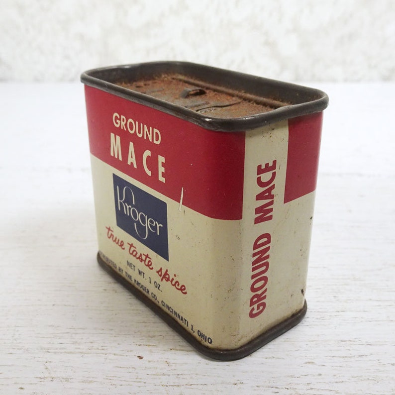 Vintage Kroger Ground Mace True Taste Spice Metal Tin With Slide Top