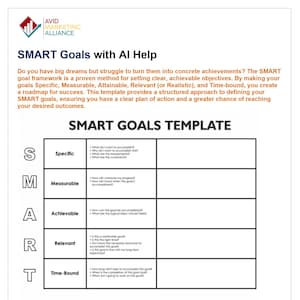 SMART GOALS Template: Plan & achieve your goals! Includes an example + AI prompts for extra insight.