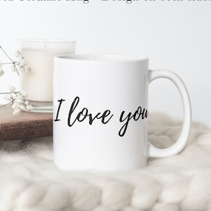 Kubek „Kocham Cię”, Kubek na Walentynki, Ceramiczny kubek do kawy, Kubek miłosny, Prezenty poniżej 30, Prezent zrównoważony, Prezent rocznicowy, Prezent minimalistyczny