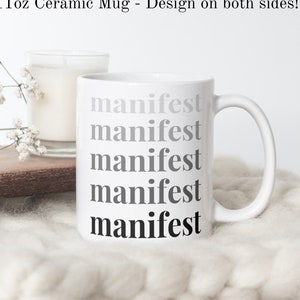 Manifestmok, Mindfulness-mok, manifestatiekoffiemok, mooie cadeaumok, cadeau voor haar, yogi-yoga cadeaumok, wet van aantrekking cadeaumok
