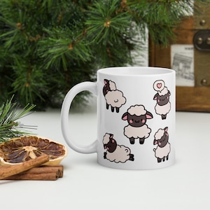 Kawaii Sheep Mug, Cute Lamb Coffee Mug, Sweet Animal Lover Cup, 11oz Ceramic Coffee Mug, Free Shipping