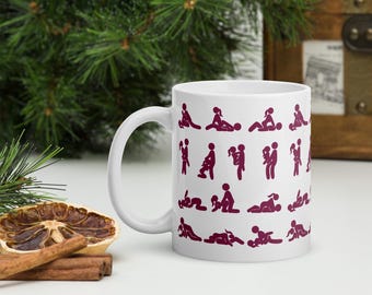 Adult Humour s*x position mug, raunchy ceramic coffee mug, Valentine's Day mug, Anniversary gift mug, Funny gift mug for her, Gifts under 30