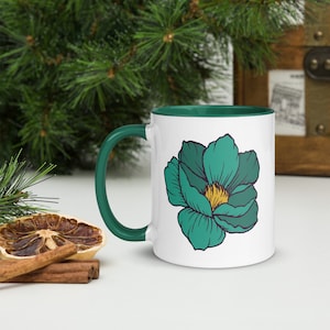 Peony Mug, Ceramic Coffee Mug, Floral Gift Mug, Coffee Mug for her, Kitchen Decor, Free Shipping Coffee Mug