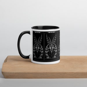 Female Satan Mug Tarot Style With Black Inside & Black Handle, Female Baphomet Mug, Design All Around, Devil Satanic Cool Gift, Metal Head
