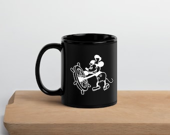 Steamboat Willie Handdrawn Mouse, Unique Celebration Nostalgic Gift, Large mug