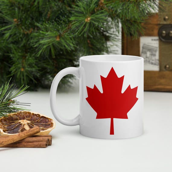 Red Maple Leaf Mug, Ceramic Mug, Canadian Leaf Coffee Mug, Patriotic Mug, Canada Day Mug, July 1st Mug, Summer gift