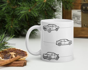Mug voiture, Cadeau pour amateur de voiture, Mug à café en céramique, Mug blanc brillant, Livraison gratuite