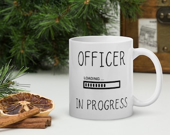 Mug Officier en cours de réalisation, Mug à café en céramique pour officier, Mug cadeau police, Cadeau forces de l'ordre, Cadeau école de police, Mug policier diplômé