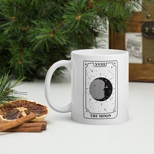Mug Tarot La Lune, Mug Tarot, Mug Cadeau Carte Oracle, Mug Moon Lover, Mug En Céramique Blanche Brillante, Mug Lunar Lover