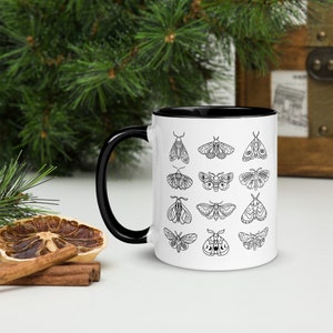 Moth Mug, Ceramic Coffee Mug, Minimalist Moth Mug, Cottagecore Coffee Mug, Unique Gift For Her, Nature Lover Gift Mug, Novelty Gift Mug
