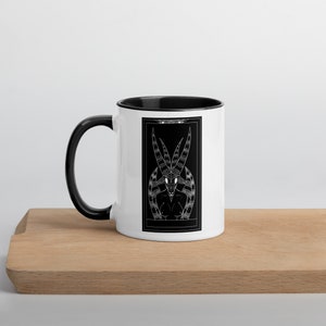 Female Satan Mug Tarot Style With Black Inside & Black Handle, Female Baphomet Mug, Devil Coffee Mug, Satanic Cool Gift, His Metal Head Mug