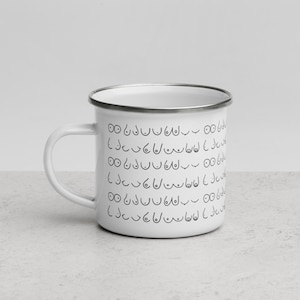 Boobie Coffee mug, boob gift mug, Enamel mug, gift for her, Feminist Mug, Body Positivity Mug, Feminist Gift Coffee Mug, Funny Camping Mug