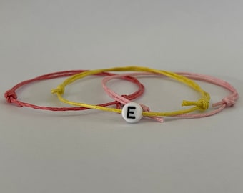 Waxed Cotton Cord Anklet Bracelet. Personalise with initial bead. Surfer anklet bracelet. Unisex kids and Adults