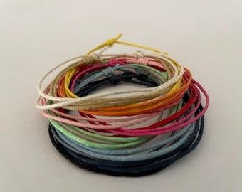 Waxed Cotton Surfer Minimalist Unisex Adults and Kids Anklets and Bracelets