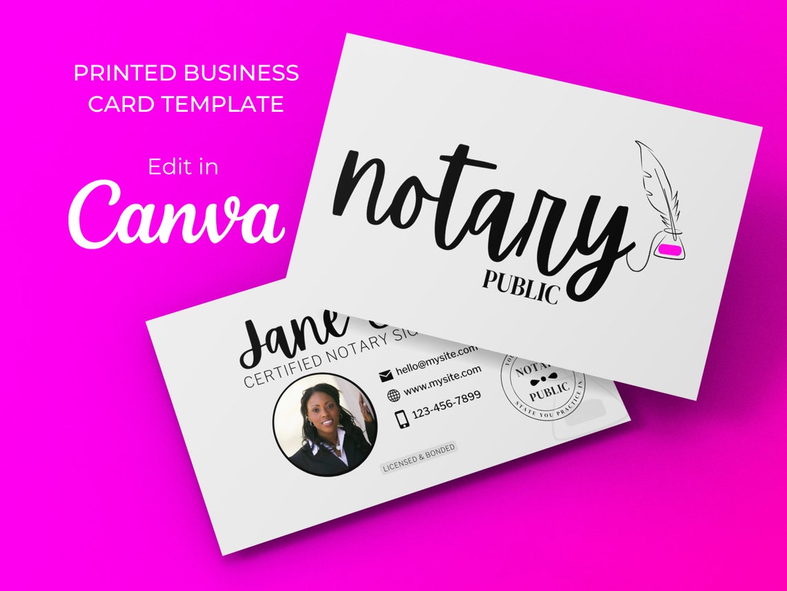 Notary Public Business Card Canva Editable Template, INSTANT DIGITAL ...