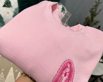 Virgen de Guadalupe Embroidered Crewneck Sweatshirt