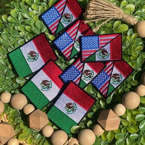 Mexico Flag/US Embroidered Patch - Iron on Embroidered patch - Mexico Patch