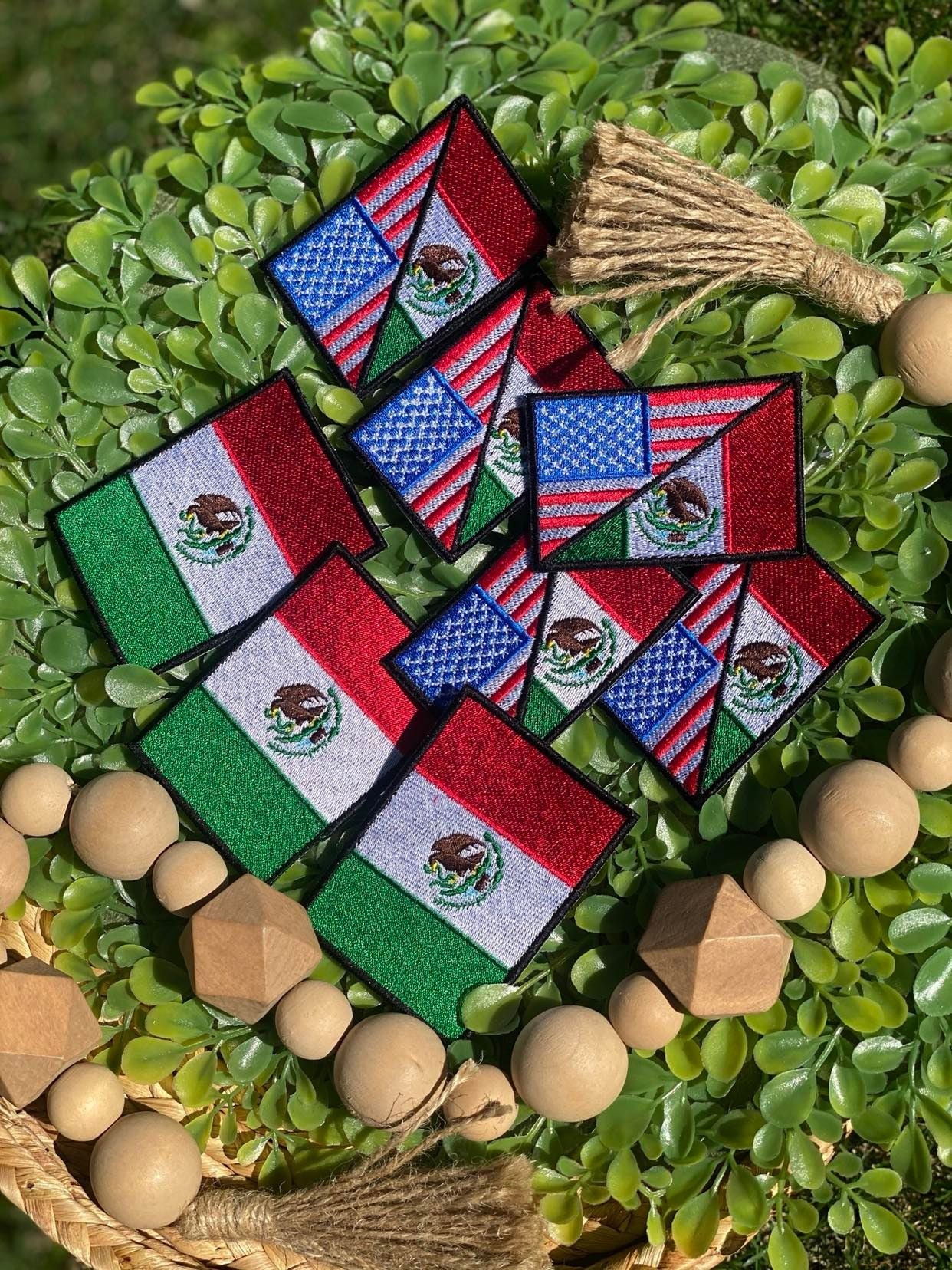 MEXICO mylar flag shield uniform or souvenir embroidered patch - 6492
