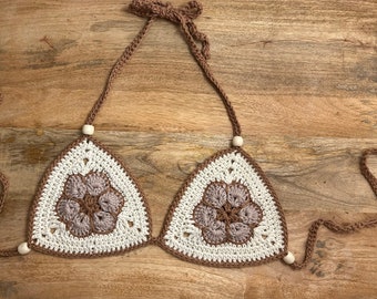 Haut de bikini en crochet à fleurs africaines