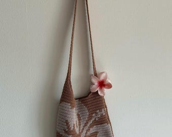 Sac fourre-tout en crochet à fleurs d'hibiscus