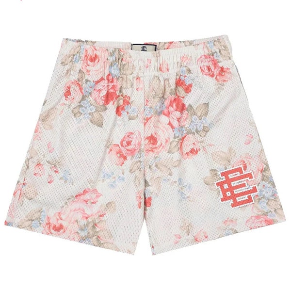 Off White Floral Printed Shorts | Men's Gym Shorts | Basketball Shorts | Sports Shorts | Beach Shorts | Size Up Recommended
