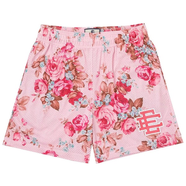 Pink Floral Printed Shorts | Men's Gym Shorts | Basketball Shorts | Sports Shorts | Beach Shorts | Size Up Recommended
