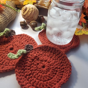 Crochet PUMPKIN Coaster PATTERN, Fall decorations, Pumpkin Coaster Set, PDF, Coaster Pattern, Harvest Pumpkin Coasters, Easy Pattern