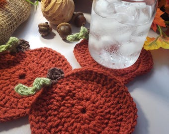 PUMPKIN Coaster Crochet PATTERN, Fall decor, PDF download, Coaster Pattern, Harvest Pumpkin Coasters, Easy Crochet Pattern