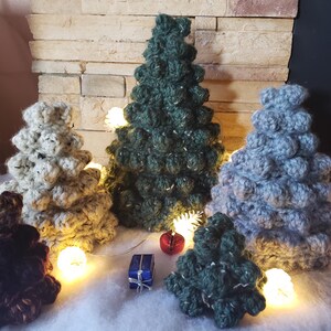 Haakpatroon, gehaakte kerstboom, haakpatroon bobbelsteek, snel en gemakkelijk haakpatroon, pdf, kerstdecor, 5 maten,