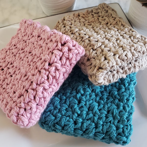 Crocheted Dishcloth PATTERN | Washcloth | Facecloth | Easy Beginner Pattern | 7" x 7" | Cotton Washcloth - reusable | Pdf Downloadable