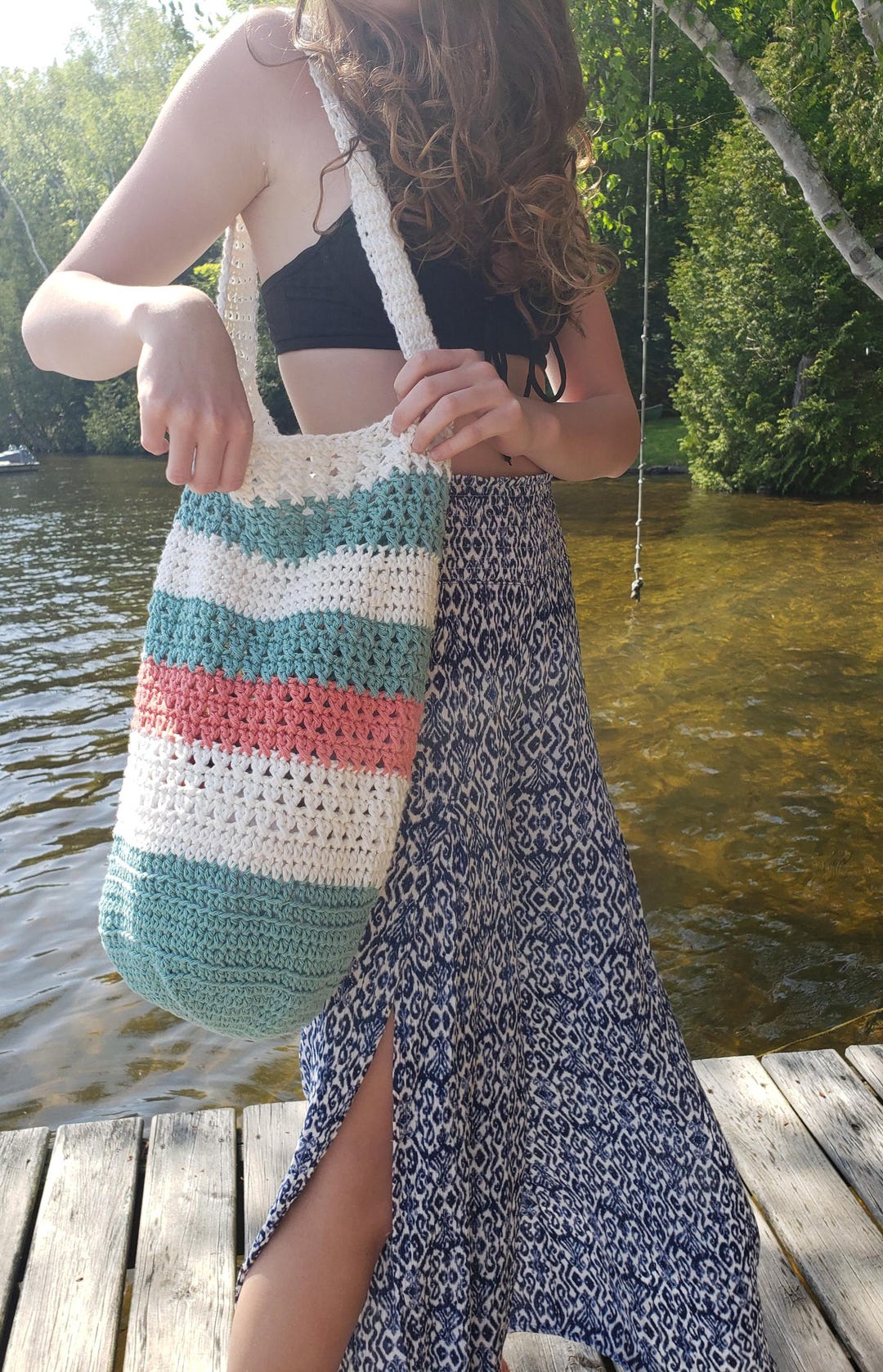 Crochet Tote Bag Pattern – Cozy Coastal Beach Bag, Crochet Market Bag ...