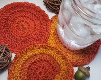 Crochet Fall Coaster Pattern, Autumn Coasters PDF, Easy Crochet Home Decor, Beginner Crochet Pattern, Thanksgiving Decor, Quick Crochet