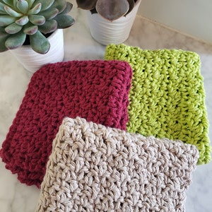 Crocheted Dishcloth PATTERN | Washcloth | Facecloth | Easy Beginner Pattern | 9&quot; x 9&quot; | Cotton Washcloth - reusable | Pdf Downloadable