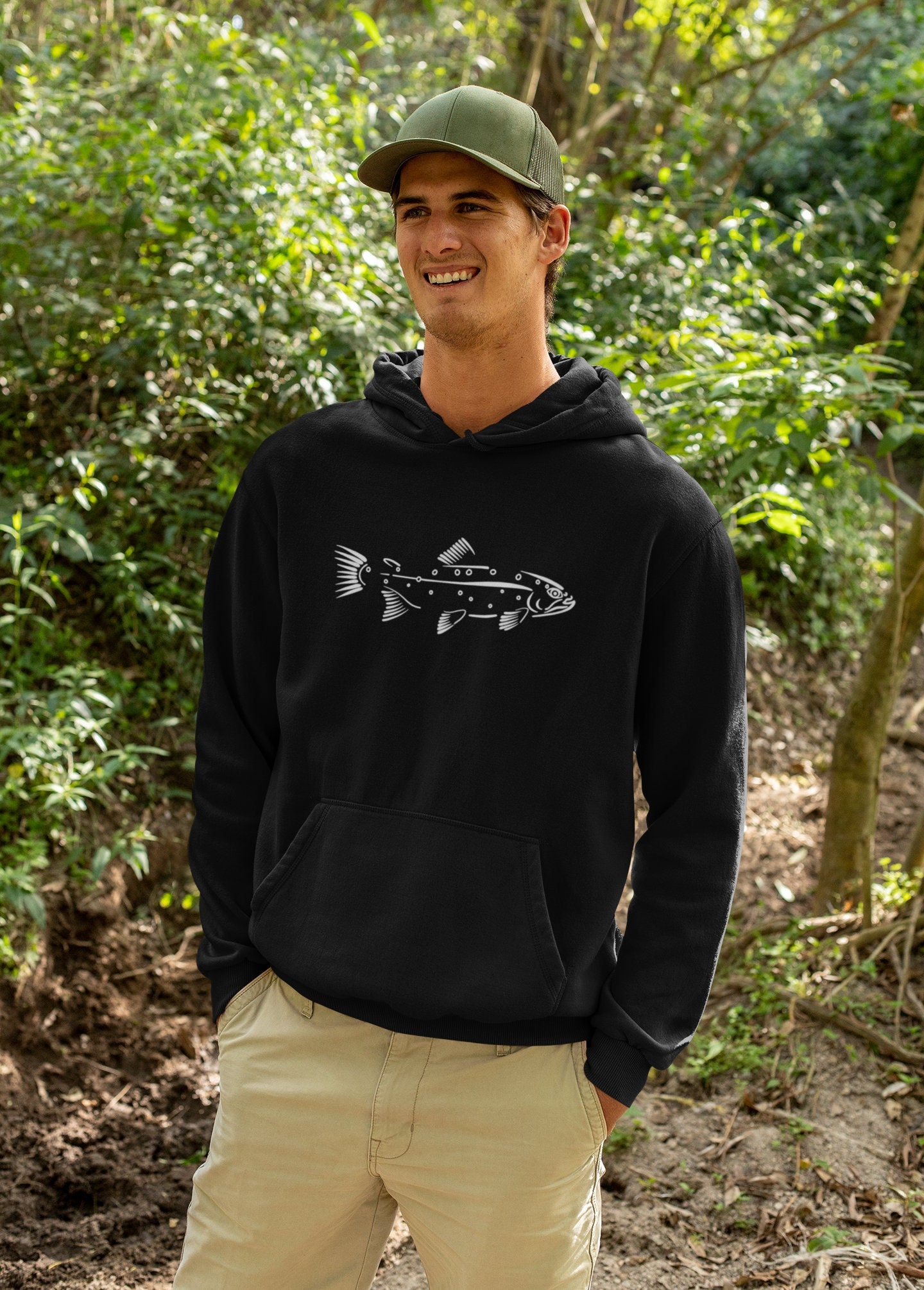 Trout Hoodie Fishing Sweatshirt Country Style Clothes Western Wear