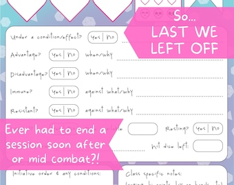 DND Combat record, initiative tracker and state of play capture, to pick up right where you left off in your Dungeons & Dragons adventures