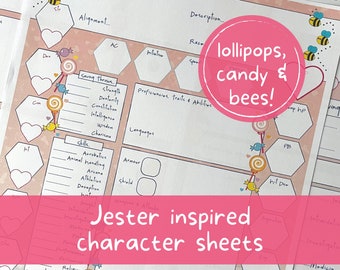 Critical Role Jester DND Character Sheet, Dungeons and Dragons 5e pdf digital journal character notebook TTRPG accessories and player gifts