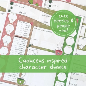 Caduceus Clay The Mighty Nein DND Character Sheets, Critical Role Dungeons and Dragons 5e player character digital notebook journal PDFs