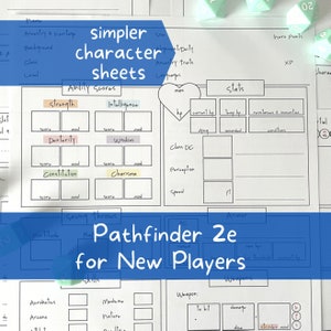 Vereenvoudigde Pathfinder 2e-personagebladen voor nieuwe spelers, duidelijke en minimale invulbare printbare digitale set van 10 pagina's, TTRPG-accessoires