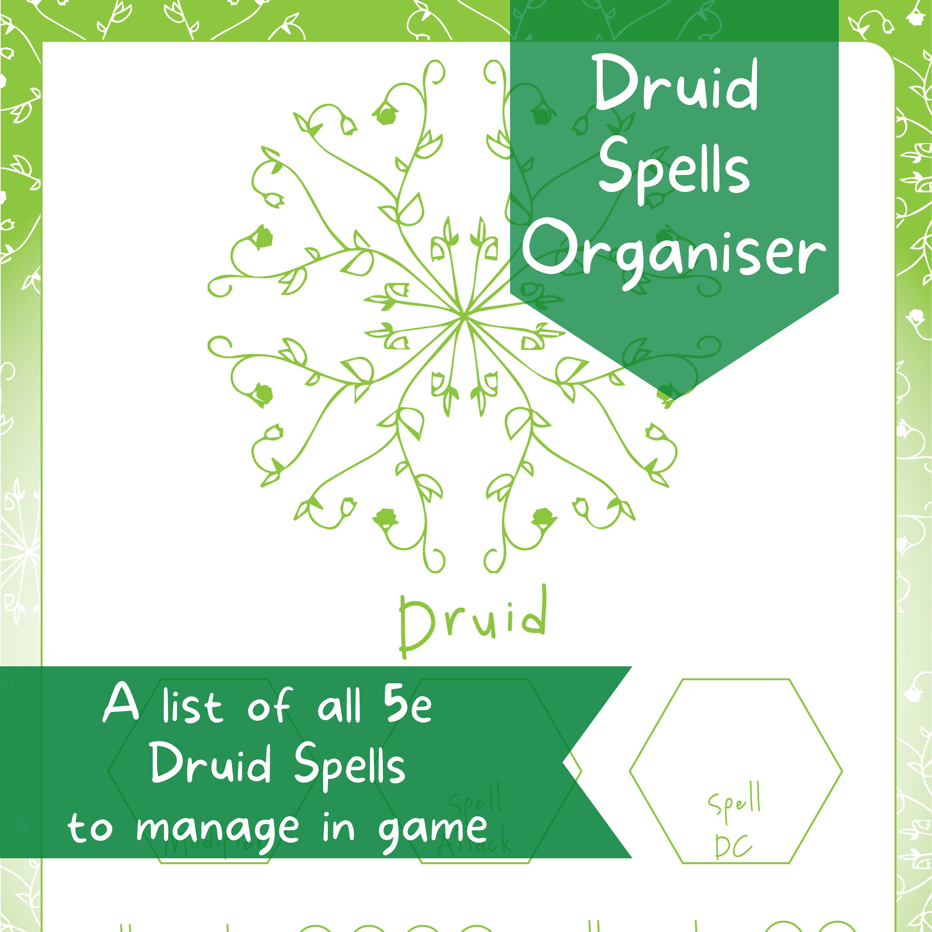 Druid Spelltracker DND Set All D&D 5e Druid Spell Lists Etsy Denmark