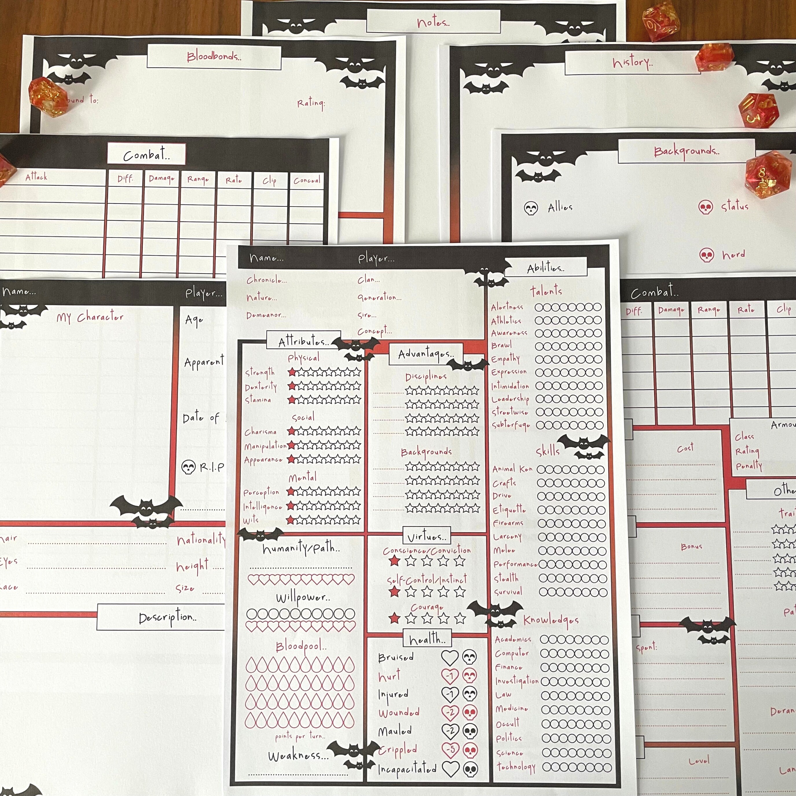 Doundrella's Vampire: The Masquerade Character Sheet (Blank)