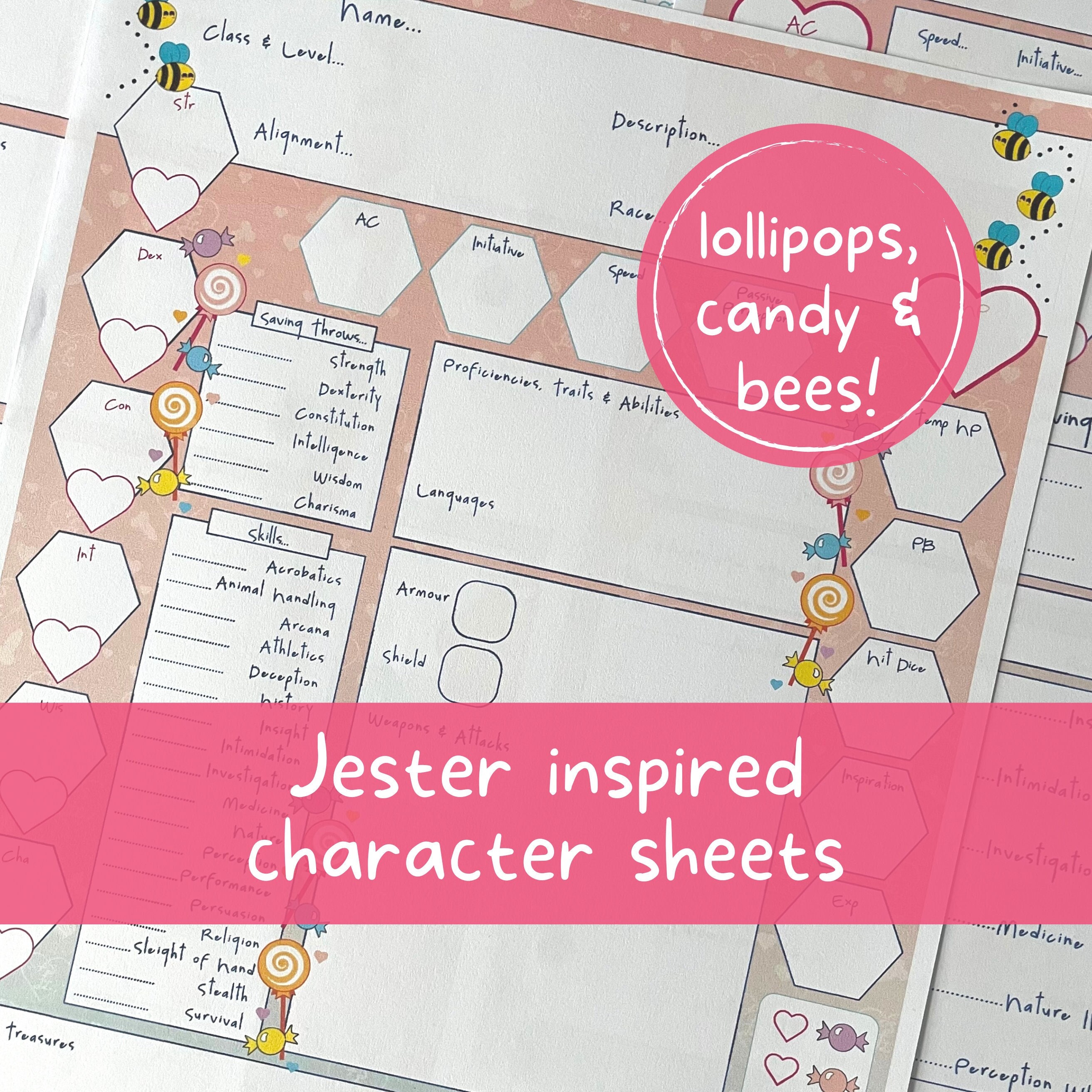Jester Flash Card.pdf Critical Role Jester DND Character Sheet, Dungeons and Dragons 5e Pdf ...