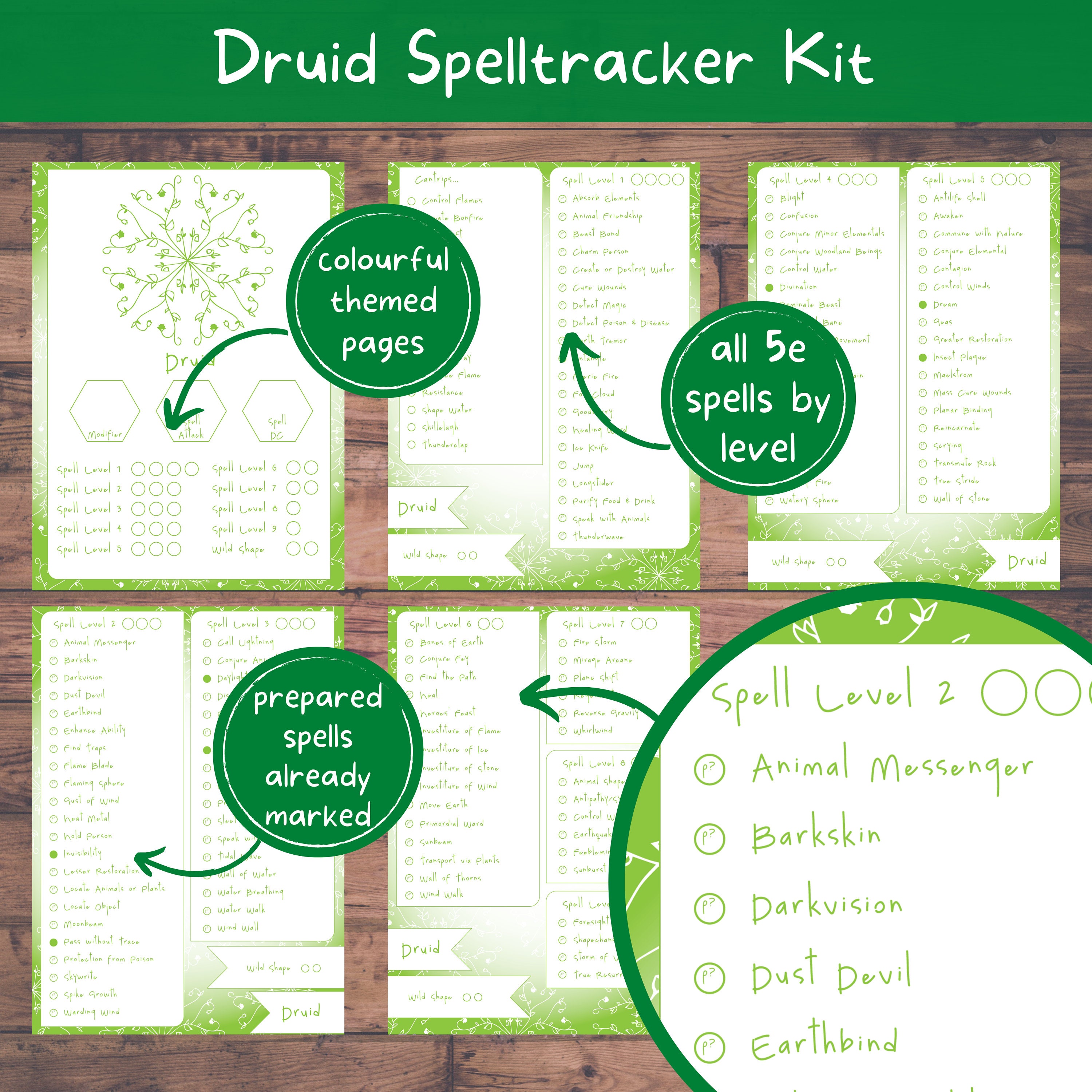 Druid Spelltracker DND Set All D&D 5e Druid Spell Lists Etsy Ireland