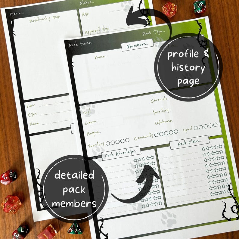 Werewolf the Apocalypse 5th Edition Character Sheets World of Darkness ...