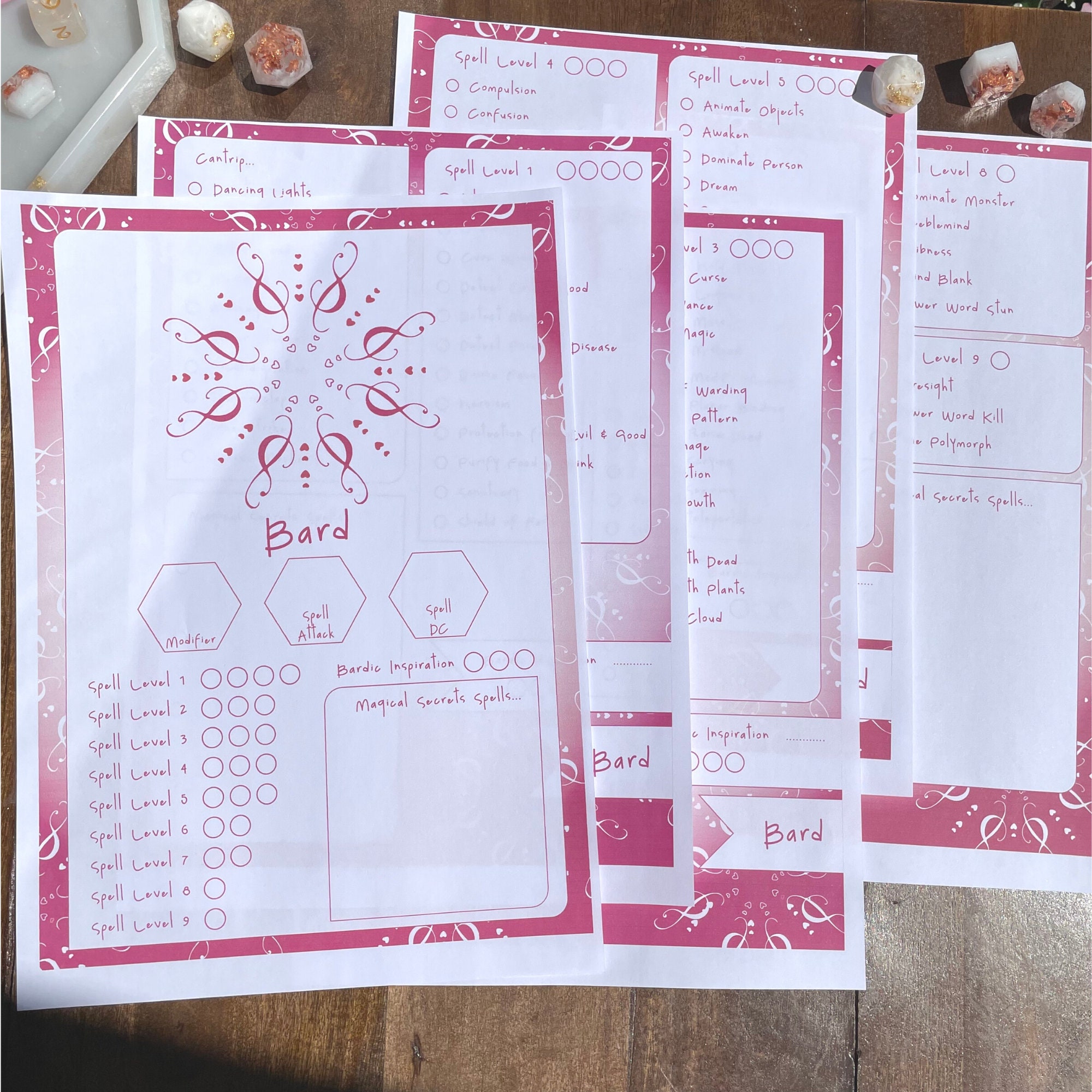 Bard Spelltracker Set All D&amp;D 5e Bard Spell Lists and - Etsy Australia