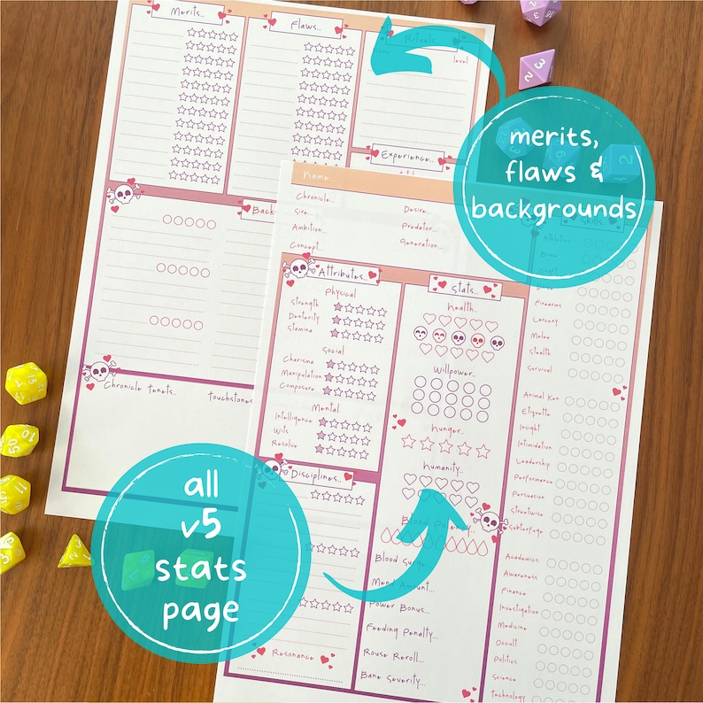 V5 Vampire the Masquerade Character Sheets Form Fillable Vtm - Etsy