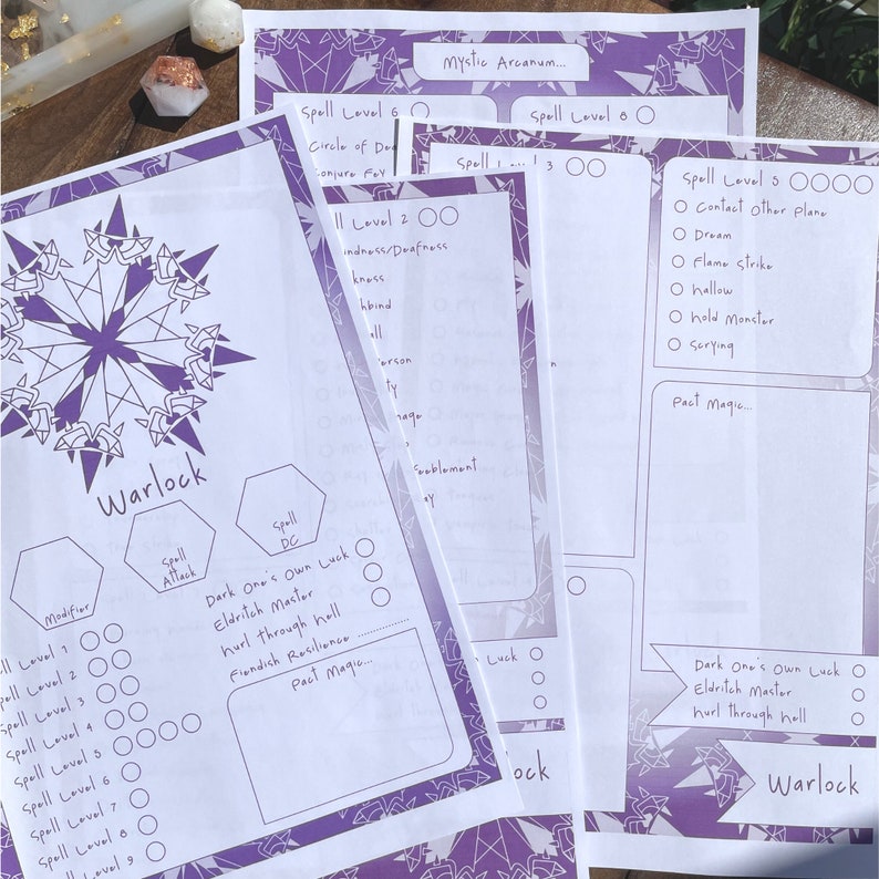 Warlock Spelltracker Set, All Dnd 5e Warlock Spell Lists and Printable Spell Tracker, Dungeons
