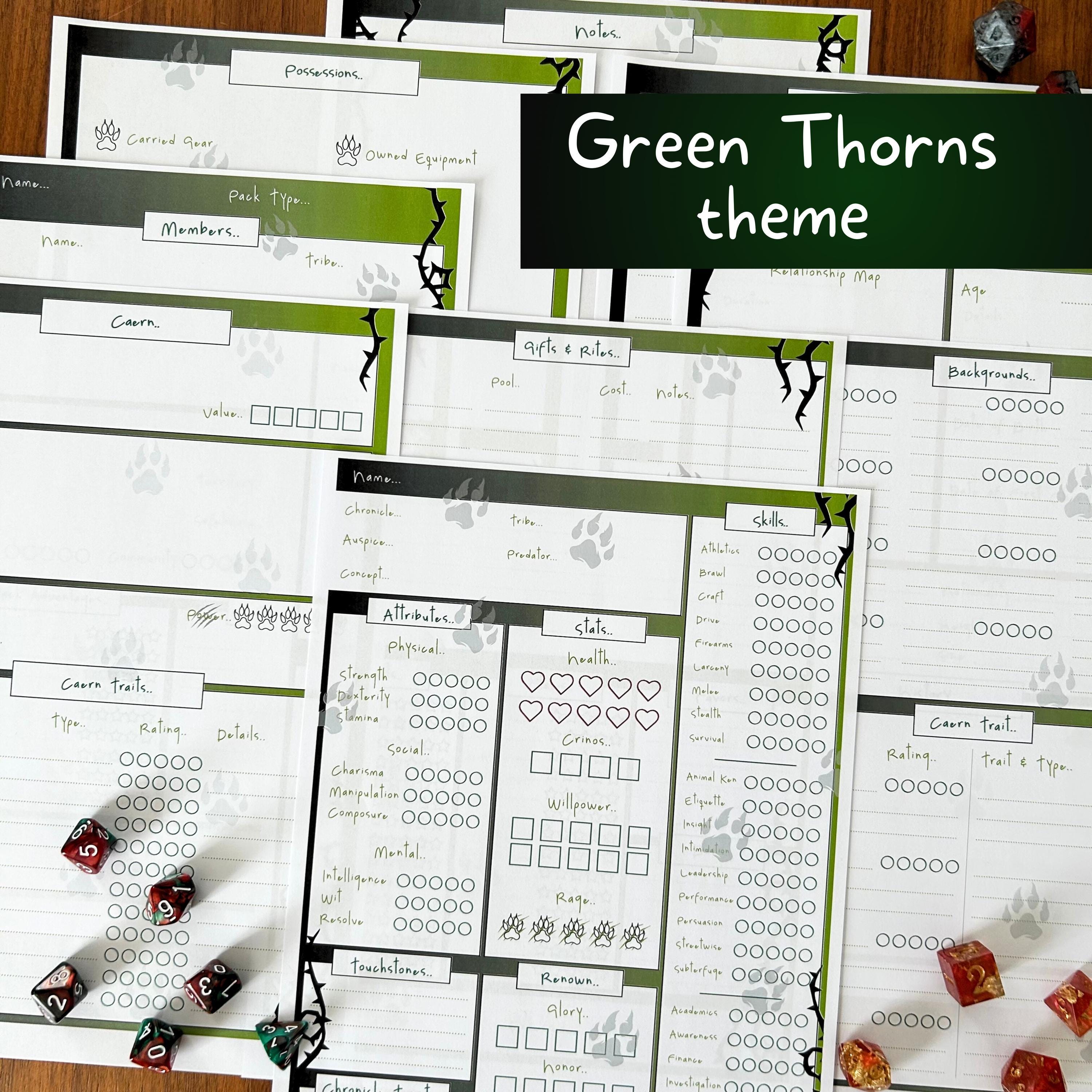 Werewolf the Apocalypse 5th Edition Character Sheets World of Darkness ...